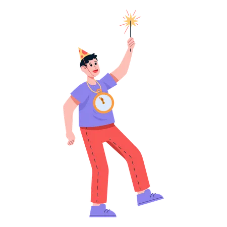 Man celebrating at party  Illustration