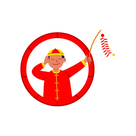 Man celebrating Chinese new year  Illustration