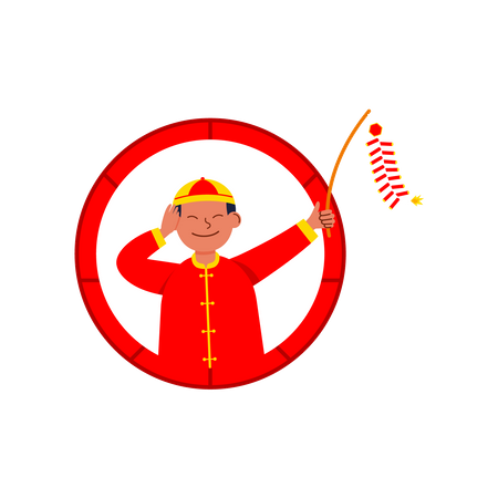 Man celebrating Chinese new year  Illustration