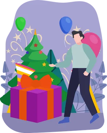 Man celebrating christmas  Illustration