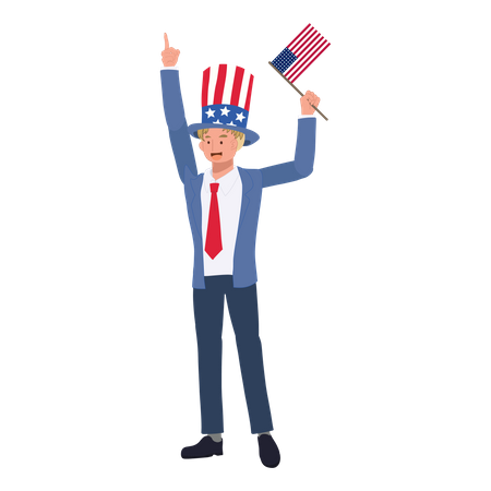 Man celebrating Fourth of July  Illustration