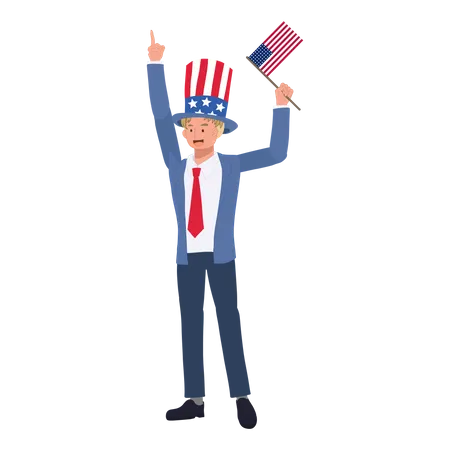 Man celebrating Fourth of July  Illustration