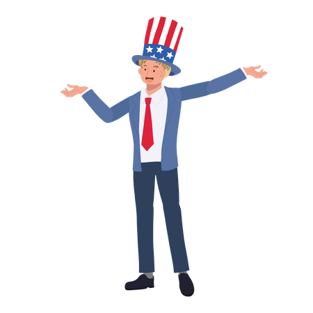 Man celebrating Fourth of July  Illustration