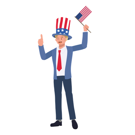 Man celebrating Fourth of July  Illustration