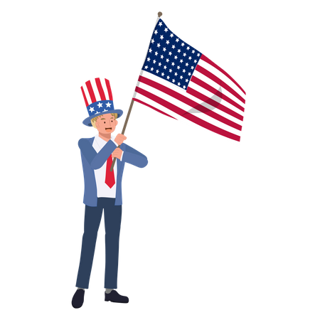 Man celebrating Fourth of July  Illustration