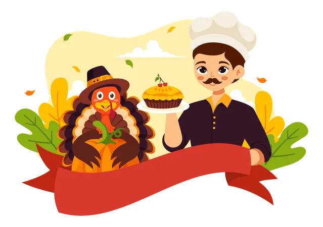 Man celebrating Happy Thanksgiving Day  Illustration