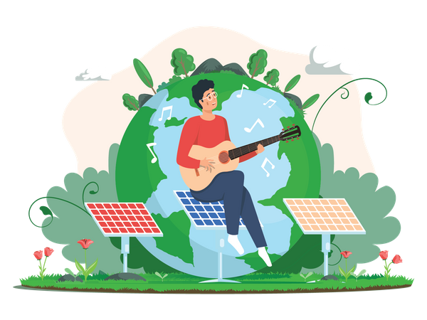 Man celebrating healthy earth day  Illustration