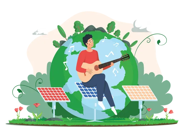 Man celebrating healthy earth day  Illustration