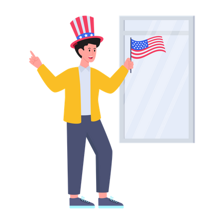 Man Celebrating independence day  Illustration