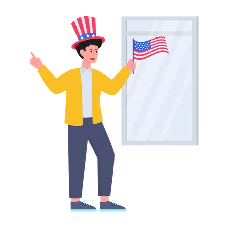 Man Celebrating independence day  Illustration