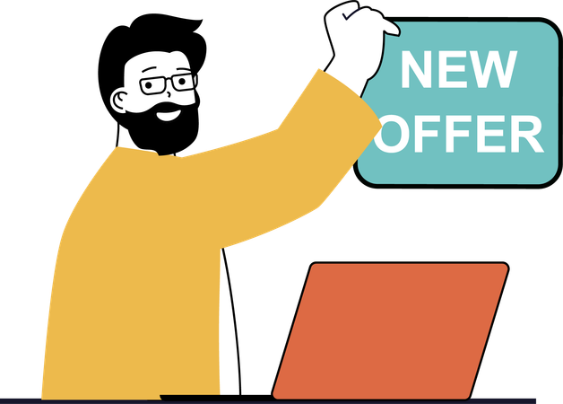 Man celebrating new offer  Illustration