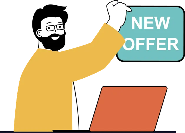 Man celebrating new offer  Illustration