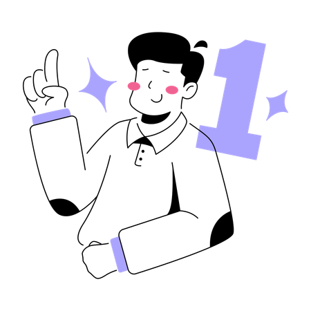 Man Celebrating Number One Success  Illustration