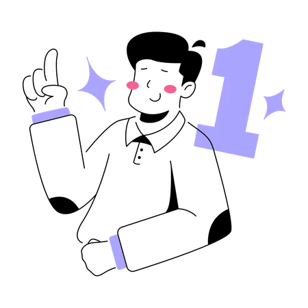 Man Celebrating Number One Success  Illustration