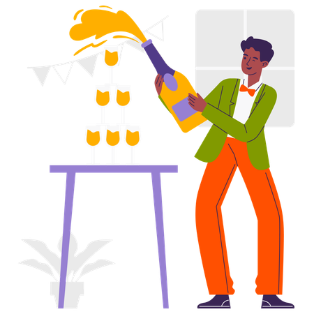 Man Celebrating Party  Illustration