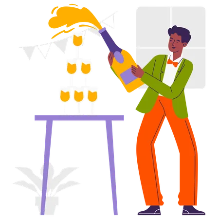 Man Celebrating Party  Illustration