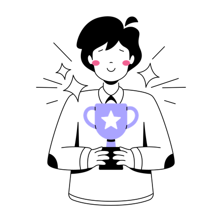Man Celebrating Success with Star Trophy  Illustration