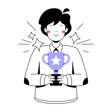 Man Celebrating Success with Star Trophy  Illustration
