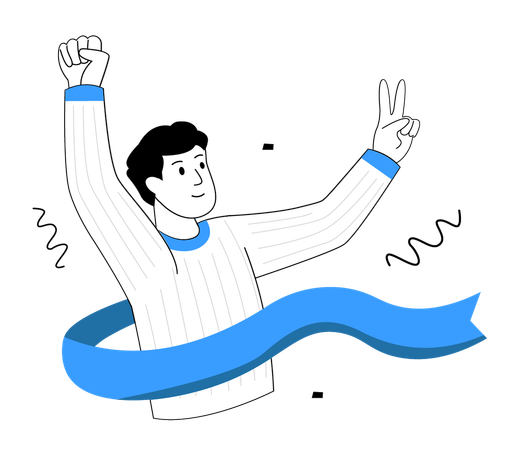 Man celebrating Victory at the Finish Line  Illustration