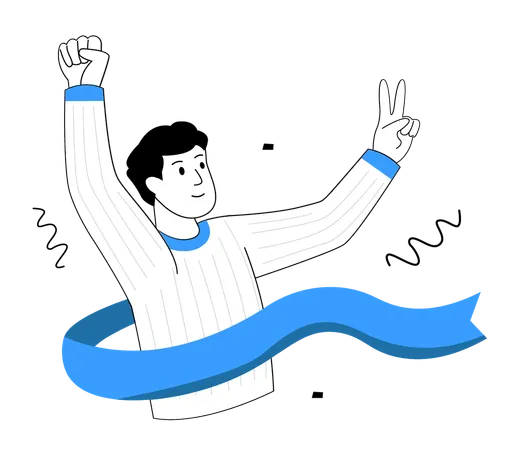 Man celebrating Victory at the Finish Line  Illustration