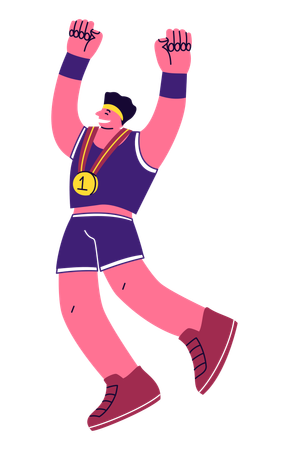 Man Celebrating Victory Pose  Illustration