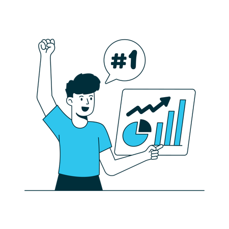 Man Celebrating Viral Campaign Success  Illustration