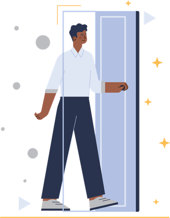 Man change door way  Illustration