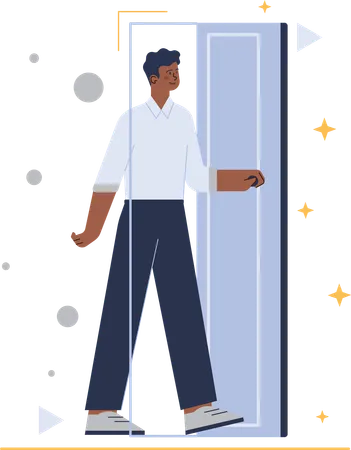 Man change door way  Illustration