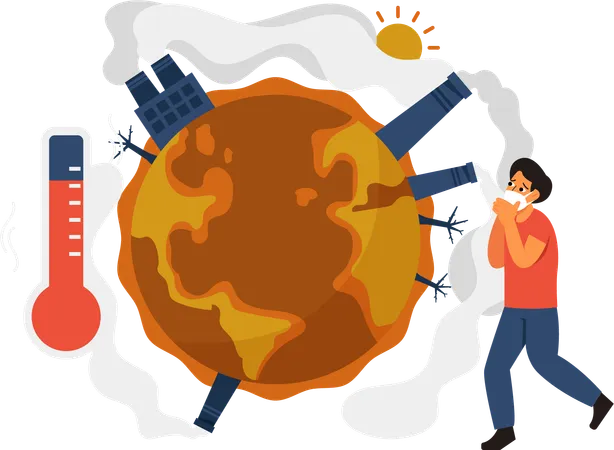 Man change in Global Temperature  Illustration