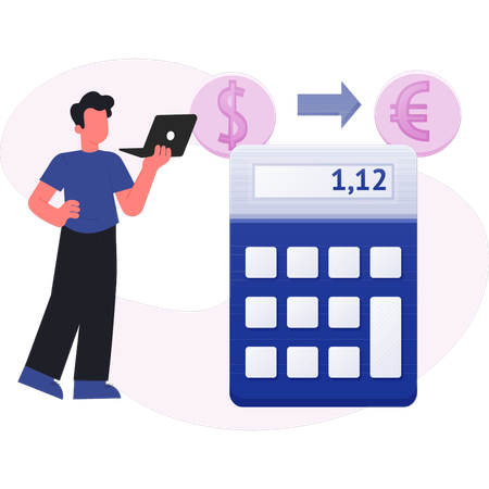 Man changing dollar currency  Illustration