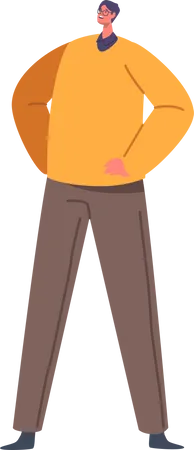 Man Character Stands With His Hands On His Hips  Illustration