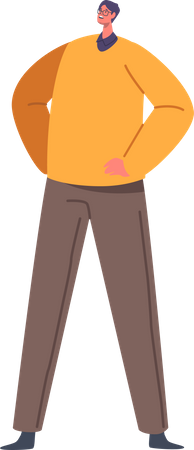 Man Character Stands With His Hands On His Hips  Illustration