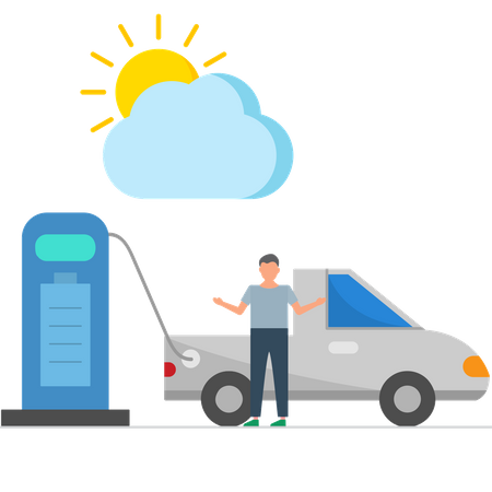 Man charging electric car Illustration