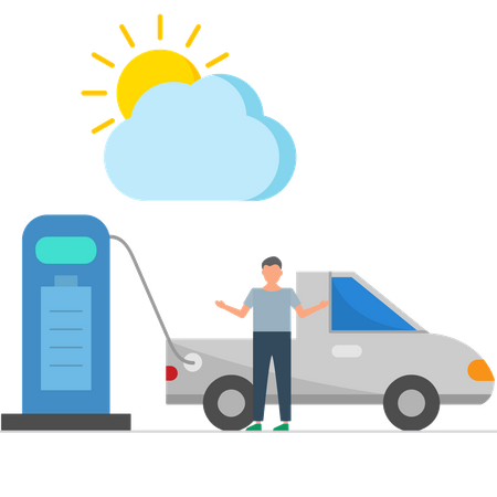 Man charging electric car  Illustration