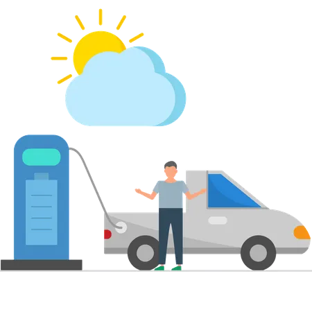 Man charging electric car  Illustration