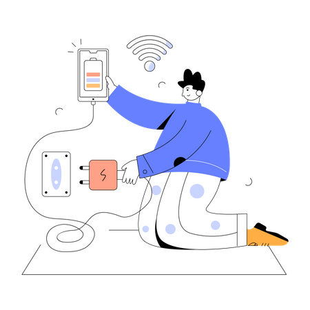 Man Charging mobile  Illustration