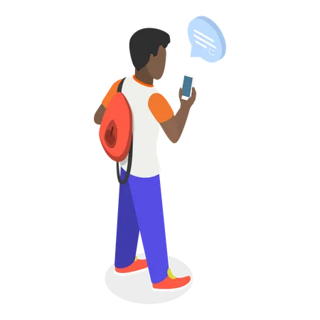 Man chat on mobile  Illustration