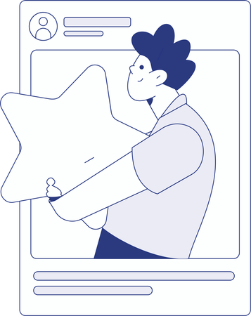 Man chats online through social media  Illustration