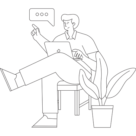 Man chatting on laptop  Illustration