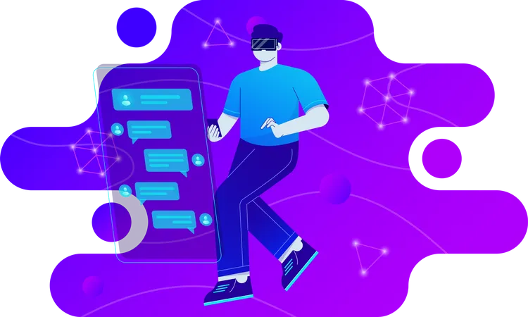 Metaverse In Flat Design Style イラスト