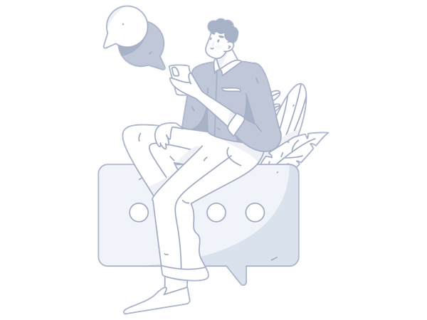 Man chatting on mobile  Illustration
