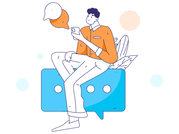 Man chatting on mobile  Illustration