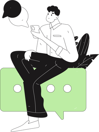 Man chatting on mobile  Illustration