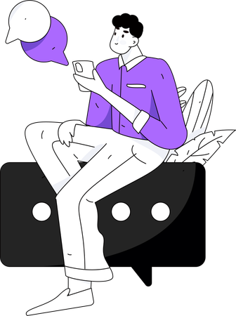 Man chatting on mobile  Illustration