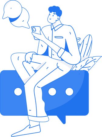 Man chatting on mobile  Illustration