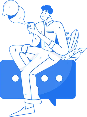 Man chatting on mobile  Illustration