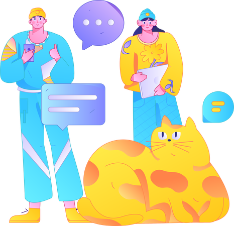 Man chatting on mobile  Illustration