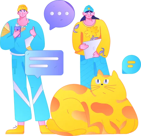 Man chatting on mobile  Illustration