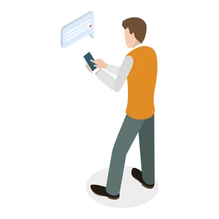 Man Chatting on mobile  Illustration