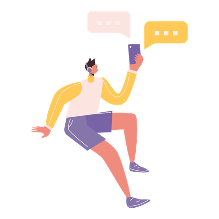 Man chatting on mobile  Illustration